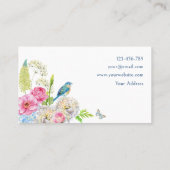 Carte De Visite Floraison bleue verte rose printemps (Dos)