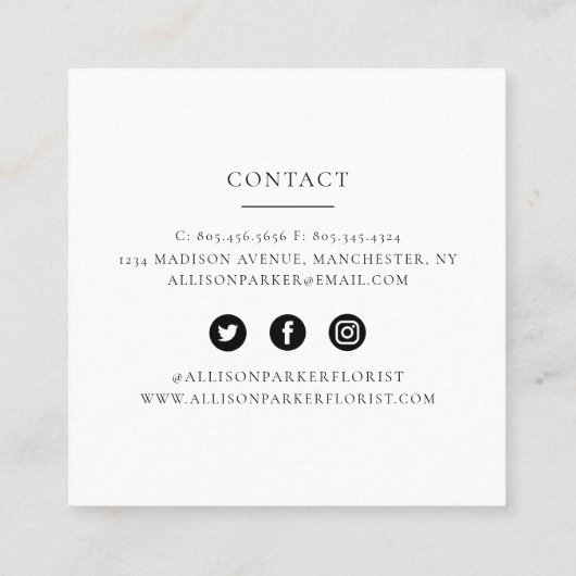 Carte de visite floral (Dos)