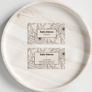 Carte de visite floral à crème minimaliste
