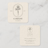 Carte de visite floral à crème simple pour avec lo (Devant / Derrière)