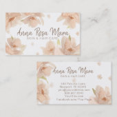 Carte De Visite *~* Floral Abstrait Beige Peach Soft Aquarelle (Devant / Derrière)