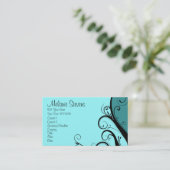 Carte De Visite Floral abstrait cyan (Debout devant)