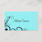 Carte De Visite Floral abstrait cyan (Dos)