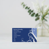 Carte De Visite Floral abstrait de bleu (Debout devant)