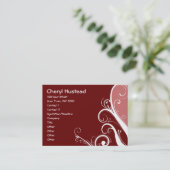 Carte De Visite Floral abstrait de rouge (Debout devant)