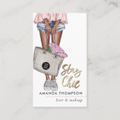 Carte De Visite Floral afro-américain rose et bleu Denim (Devant)