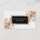 Carte De Visite Floral and Polka Dot with QR Code (Devant)