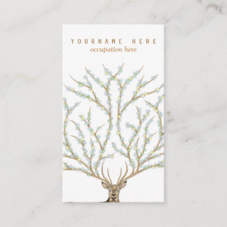 Carte De Visite Floral antlers deer head woods god illustration