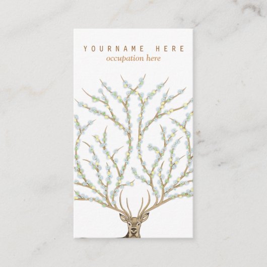 Carte De Visite Floral antlers deer head woods god illustration (Devant)