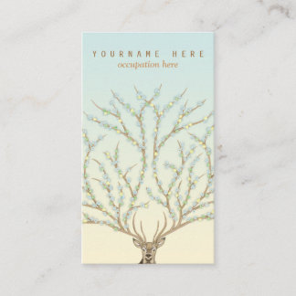 Carte De Visite Floral antlers deer head woods god illustration