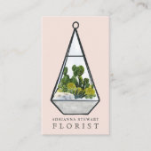 Carte De Visite Floral aquarelle cactus terrarium fleuriste rose (Devant)