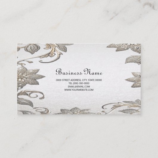 Carte de visite floral argent or (Dos)