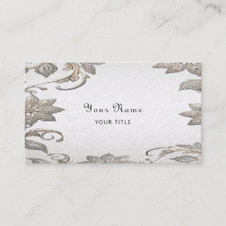 Carte de visite floral argent or