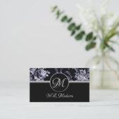 Carte de visite floral argenté Monogram (Debout devant)