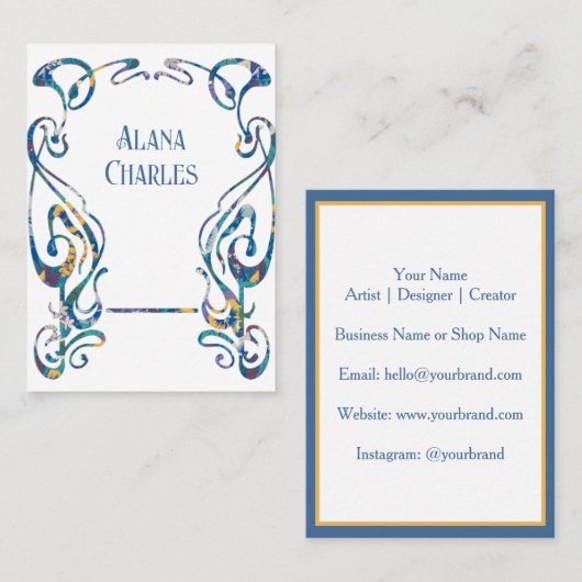 Carte De Visite Floral art nouveau frame (Devant / Derrière)