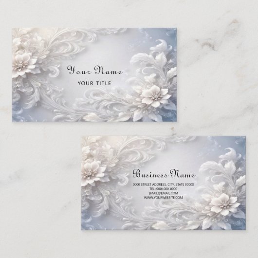Carte de visite floral blanc (Devant / Derrière)
