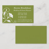 Carte de visite Floral blanc et vert (Devant / Derrière)