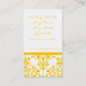 Carte de visite floral blanc jaune de damassé (Dos)