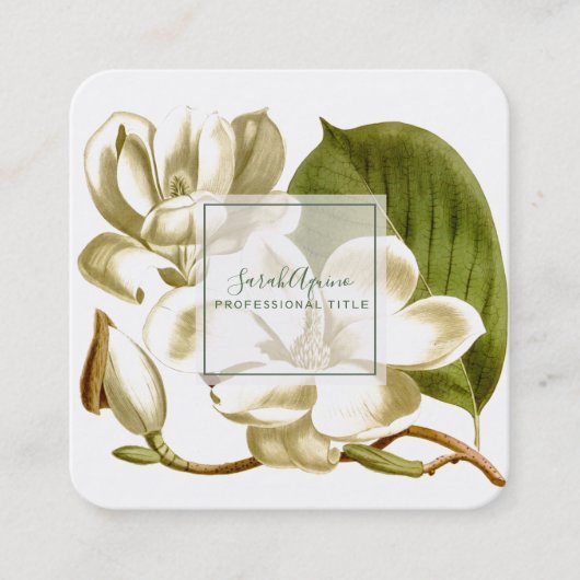 Carte de visite floral blanc Magnolias (Devant)