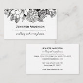 Carte De Visite Floral blanc noir (Devant / Derrière)