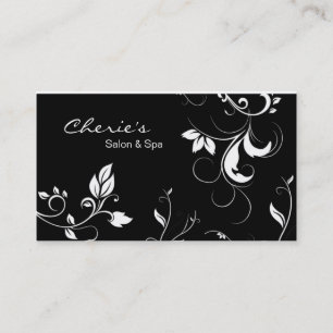 Carte de visite floral blanc noir de remous