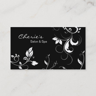 Carte de visite floral blanc noir de remous