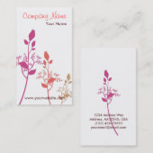Carte de visite floral (blanc/rose) (Devant / Derrière)
