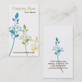 Carte de visite floral (blanc/vert) (Devant / Derrière)