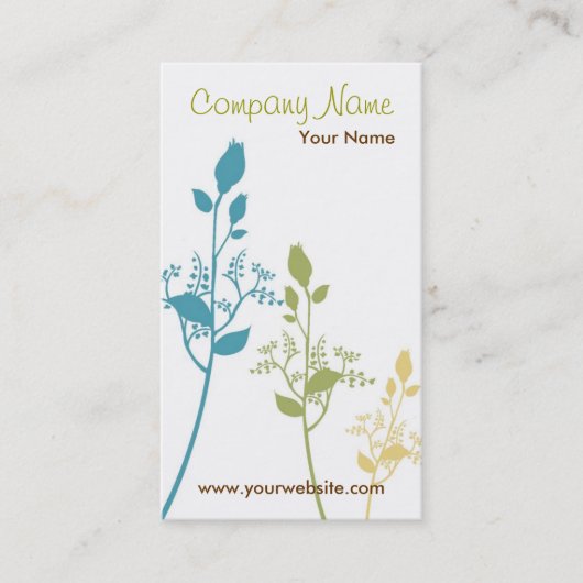 Carte de visite floral (blanc/vert) (Devant)
