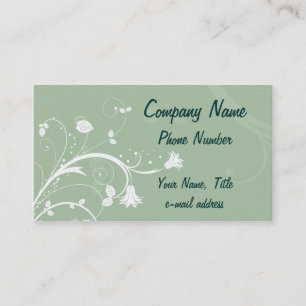 Carte De Visite Floral blanc vintage sur vert