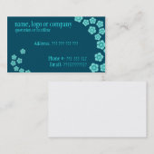 Carte de visite floral bleu (Devant / Derrière)