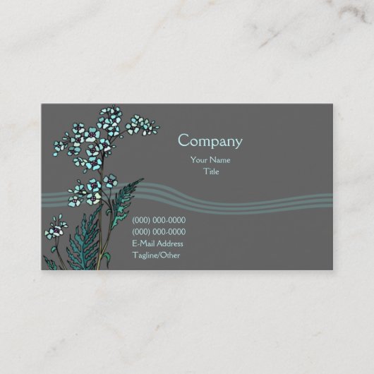 Carte De Visite Floral bleu (Devant)