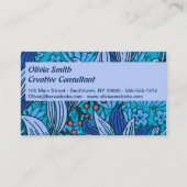 Carte De Visite Floral bleu ancien Boho moderne (Devant)