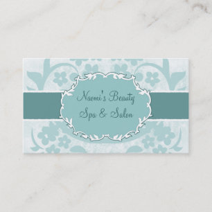 carte de visite floral bleu chic de salon de