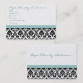 Carte De Visite Floral bleu Damas - (Devant / Derrière)