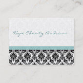 Carte De Visite Floral bleu Damas - (Dos)