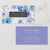 Carte de visite floral bleu de base (Devant / Derrière)