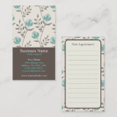 Carte de visite floral bleu de rendez-vous (Devant / Derrière)