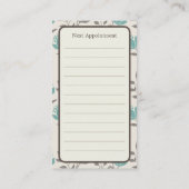 Carte de visite floral bleu de rendez-vous (Dos)