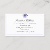 Carte De Visite Floral Bleu et Blanc mignon Rose Oeil captation (Dos)