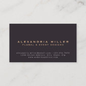 Carte De Visite Floral bleu et gris marine de minuit (Dos)