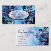 Carte de visite floral bleu et pourpre de Flourish (Devant / Derrière)