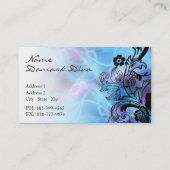 Carte de visite floral bleu et pourpre de Flourish (Dos)