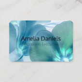 Carte de visite floral bleu et Turquoise (Devant)