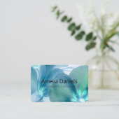 Carte de visite floral bleu et Turquoise (Debout devant)