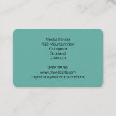 Carte de visite floral bleu et Turquoise (Dos)