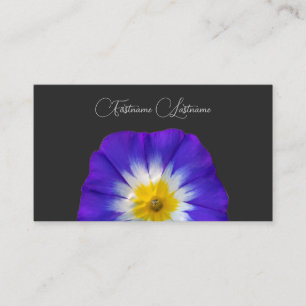 Carte De Visite Floral bleu fleur floraison calligraphie gris fonc