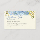 Carte De Visite Floral Bleu Jaune Moderne Chic (Dos)