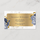 Carte De Visite Floral Blue Rose Gold personnalisable (Dos)