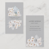 carte de visite floral bohème bleu (Devant / Derrière)